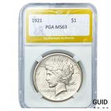 1921 Silver Peace Dollar PGA MS63