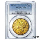 1874-S $20 Gold Double Eagle PCGS AU50