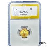 1996 $5 Gold American Eagle 1/10 oz PGA MS70
