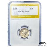 1916 Mercury Silver Dime PGA MS65FB