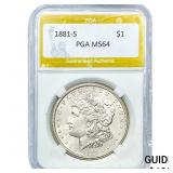 1881-S Morgan Silver Dollar PGA MS64