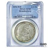 1694 Brandenburg Silver 2/3 Thaler PCGS XF45