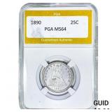 1890 Seated Liberty Quarter PGA MS64