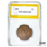 1853 Braided Hair Large Cent PGA MS63BN