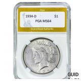 1934-D Silver Peace Dollar PGA MS64