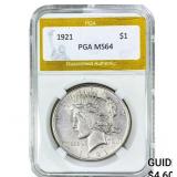 1921 Silver Peace Dollar PGA MS64