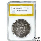 1878 Rev 79 Morgan Silver Dollar PGA Genuine