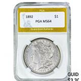 1892 Morgan Silver Dollar PGA MS64