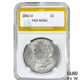 1882-O Morgan Silver Dollar PGA MS65