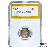 1937 Mercury Silver Dime PGA MS67+FB