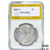 1887-S Morgan Silver Dollar PGA MS65