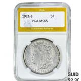 1921-S Morgan Silver Dollar PGA MS65