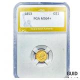1853 Rare Gold Dollar PGA MS64+
