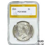 1925 Silver Peace Dollar PGA MS66