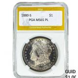 1880-S Morgan Silver Dollar PGA MS65PL