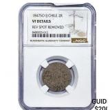 1847 Chile Silver 2 Reales NGC VF Details