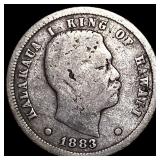 1883 Silver Dime Hawaii Kalakaua I ABOUT  UNCIRCU