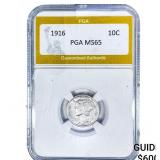 1916 Mercury Silver Dime PGA MS65