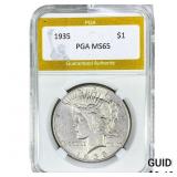 1935 Silver Peace Dollar PGA MS65