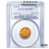 1940-D Wheat Cent PCGS MS67 RD
