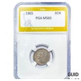 1865 Nickel Three Cent PGA MS65