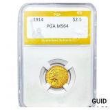 1914 $2.50 Gold Quarter Eagle PGA MS64