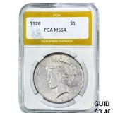 1928 Silver Peace Dollar PGA MS64