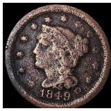 1849 Braided Hair Large Cent NICELY  CIRCULATED