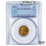 1921-S Wheat Cent PCGS MS62 BN