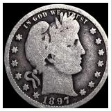1897-O Silver Barber Quarter NEARLY  UNCIRCULATED