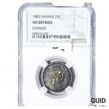 1883 Hawaii Silver 25 Cents NGC AU Details