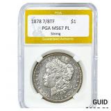 1878 7/8TF Morgan Silver Dollar PGA MS67PL Strong