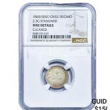 1860-50SO Chile Silver Decimo NGC Fine Details
