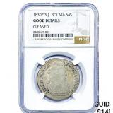 1830-PTS Bolivia Silver 4 Soles NGC Good Details