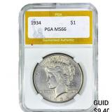 1934 Silver Peace Dollar PGA MS66