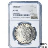 1890-O Morgan Silver Dollar NGC MS62