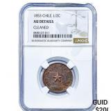 1853 Chile Copper 1/2 Centavos NGC AU Details