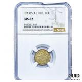 1908 Chile Silver 10 Centavos NGC MS62