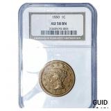 1850 Braided Hair Large Cent NGC AU58 BN