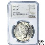 1922-S Morgan Silver Dollar NGC MS62