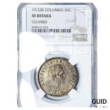 1912 Colombia Silver 50 Centavos NGC XF Details