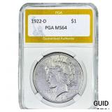 1922-D Silver Peace Dollar PGA MS64