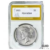 1921 Silver Peace Dollar PGA MS64