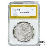 1887-S Morgan Silver Dollar PGA MS64