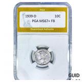 1939-D Mercury Silver Dime PGA MS67+FB
