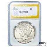 1935 Silver Peace Dollar PGA MS65