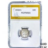 1918-S Mercury Silver Dime PGA MS65