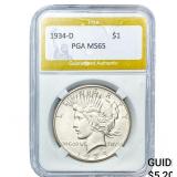 1934-D Silver Peace Dollar PGA MS65