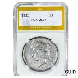 1921 Silver Peace Dollar PGA MS64
