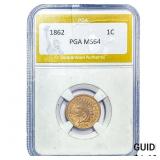 1862 Indian Head Cent PGA MS64